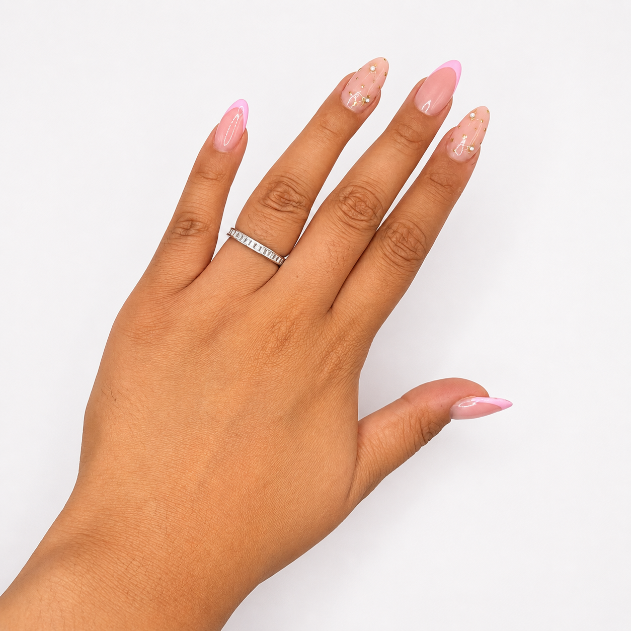 Anillo Churumbela Circonias Baguette Plata .925 Con Baño De Rodio