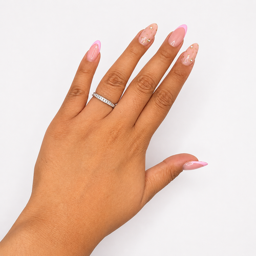 Anillo Churumbela Circonias Baguette Plata .925 Con Baño De Rodio