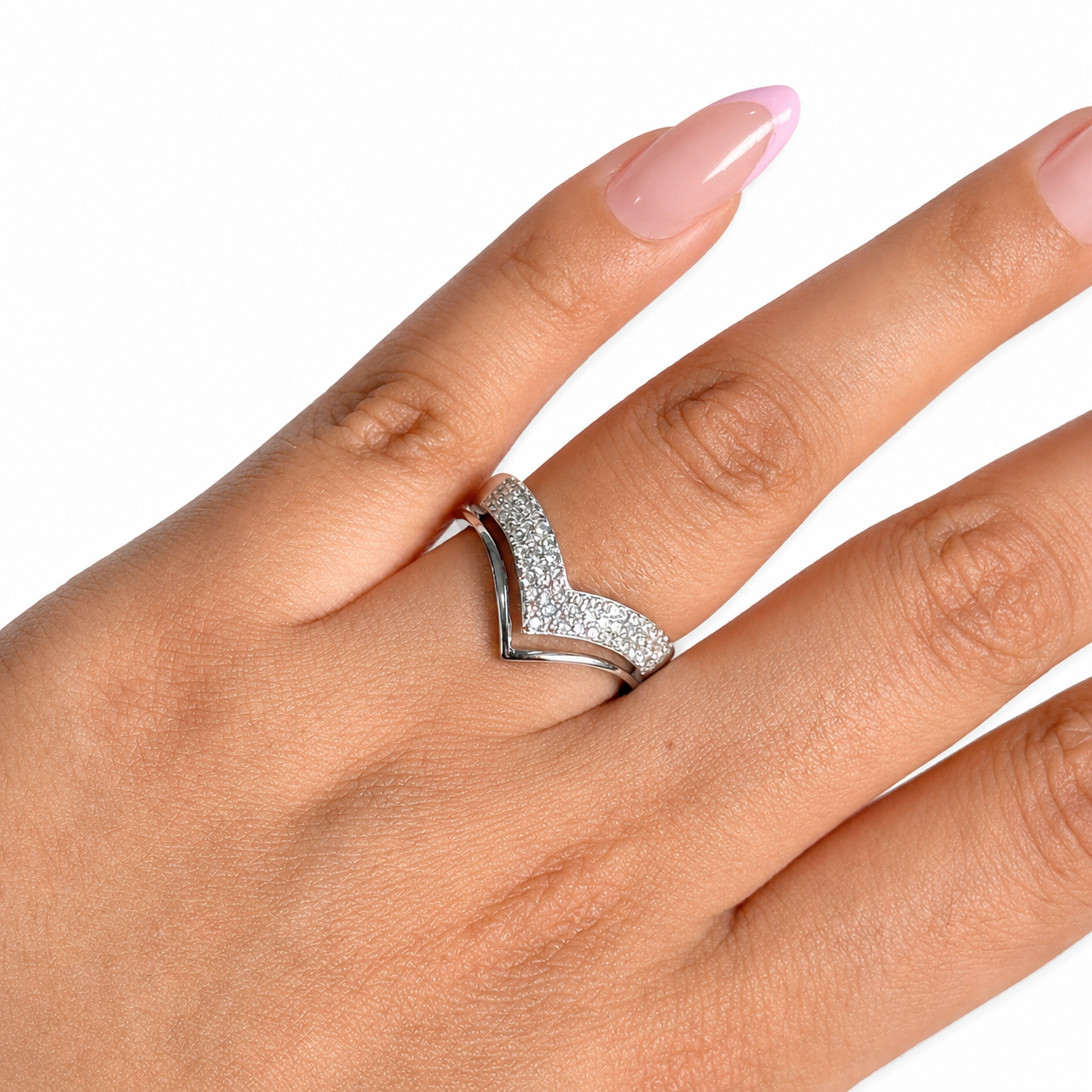 Anillo Circonias Estilo Corona Con Micro Circonias Plata .925 Con Baño De Rodio
