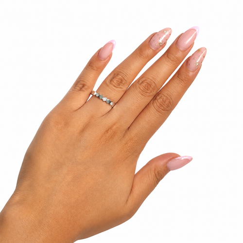 Anillo Churumbela Circonias Hexágono Plata .925 con Baño de Rodio