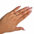 Anillo Triple Osos 1:1 Piedras Naturales Ágatas, Plata .925 con Baño de Oro 18k