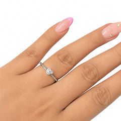 Anillo Pan 1:1 Corazón Biselado con Anilleta de Bolitas, Plata .925