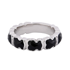 Anillo Inspirado Multi Osos 1.1 Onix Facetado Plata .925 con Baño de Rodio