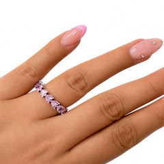 Anillo Pan 1:1 Multi Corazones de Circonia Rosa, Plata .925