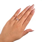 Anillo Osos 1:1 Circonia Cuadrada Rosa Plata .925 con Baño de Rodio