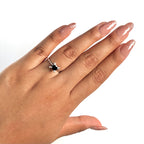 Anillo Osos 1:1 Circonia Cuadrada Negra Plata .925 con Baño de Rodio