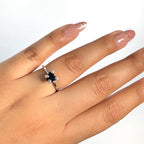 Anillo Osos 1:1 Corazón de Circonia Negra Plata .925 con Baño de Rodio