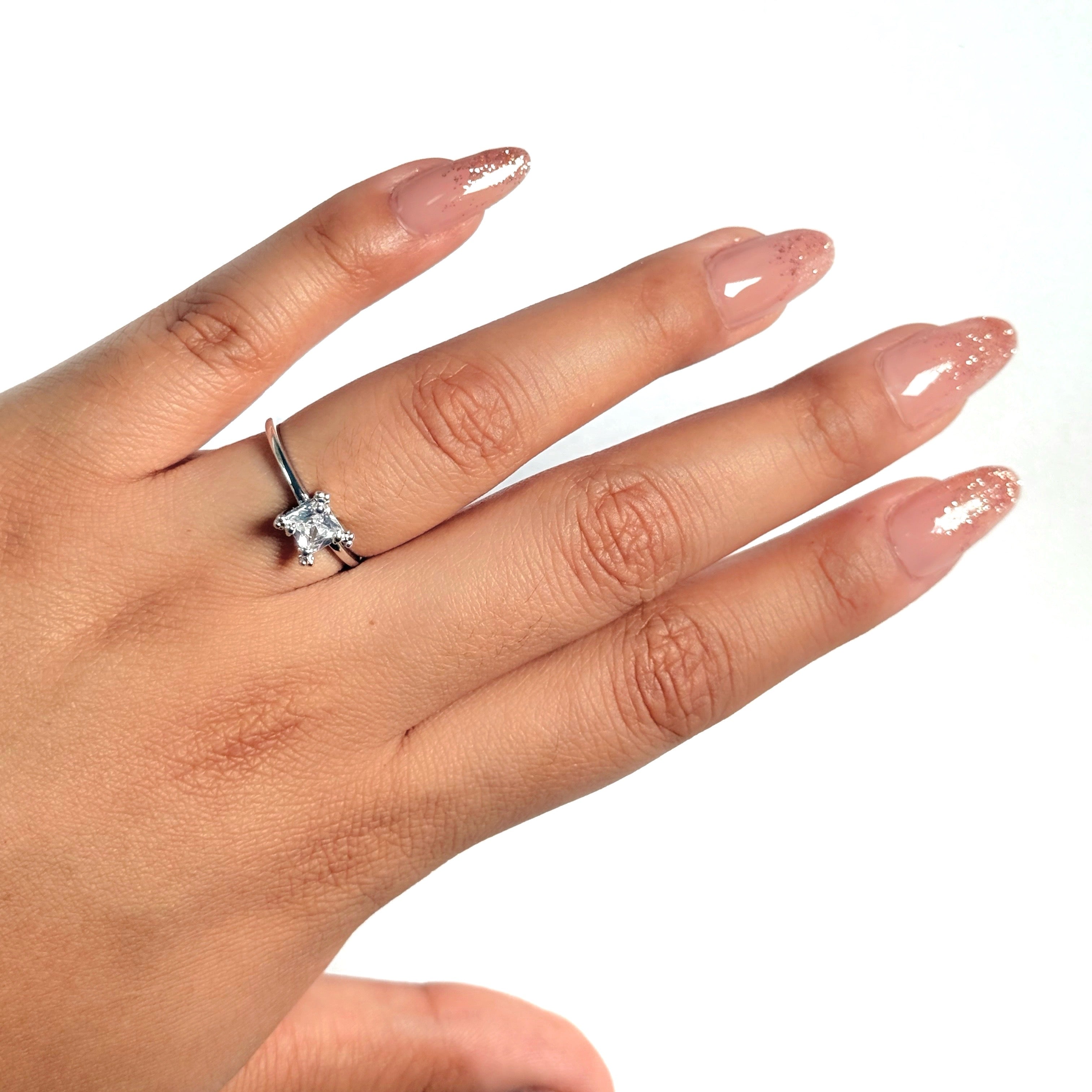 Anillo Osos 1:1 Circonia Blanca Plata .925 con Baño de Rodio