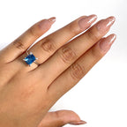 Anillo Osos 1:1 Circonia Grande Azul Plata .925 con Baño de Rodio