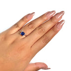Anillo Osos 1:1 Circonia Cuadrada Azul Marino Plata .925 con Baño de Rodio