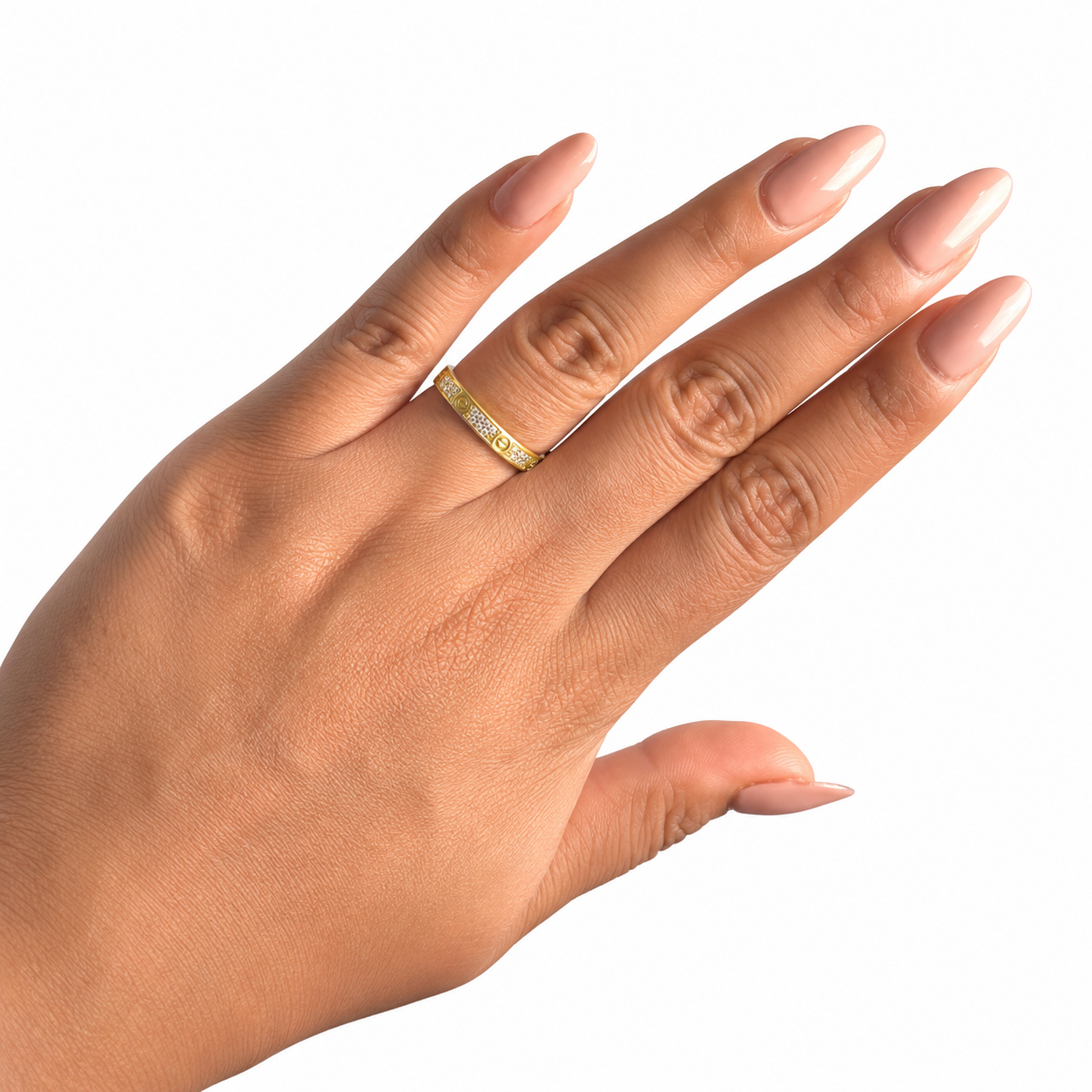 Anillo Cartier 1:1 Amor con Circonias, Plata .925 con Baño de Oro 18k