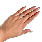 Anillo Inspirado Pan 1.1 Triple Banda, Lisa, Bolitas y Micro Circonias Plata .925