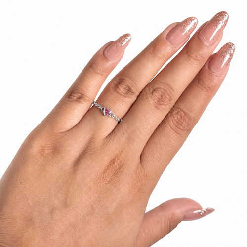 Anillo Inspirado Pan 1.1 Cadena con Circonia Corazón Plata .925