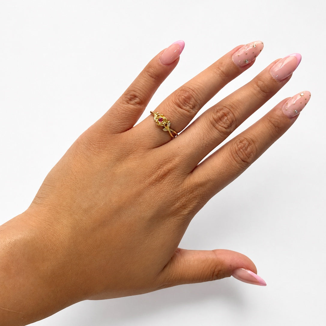 Anillo Pan 1:1 Rosa Bella y Bestia, Plata .925 con Baño de Oro 18k