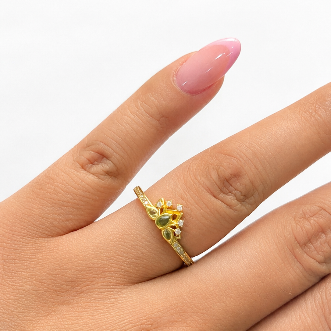 Anillo Pan 1:1 Princesa Tiana, Plata .925 con Baño de Oro 18k