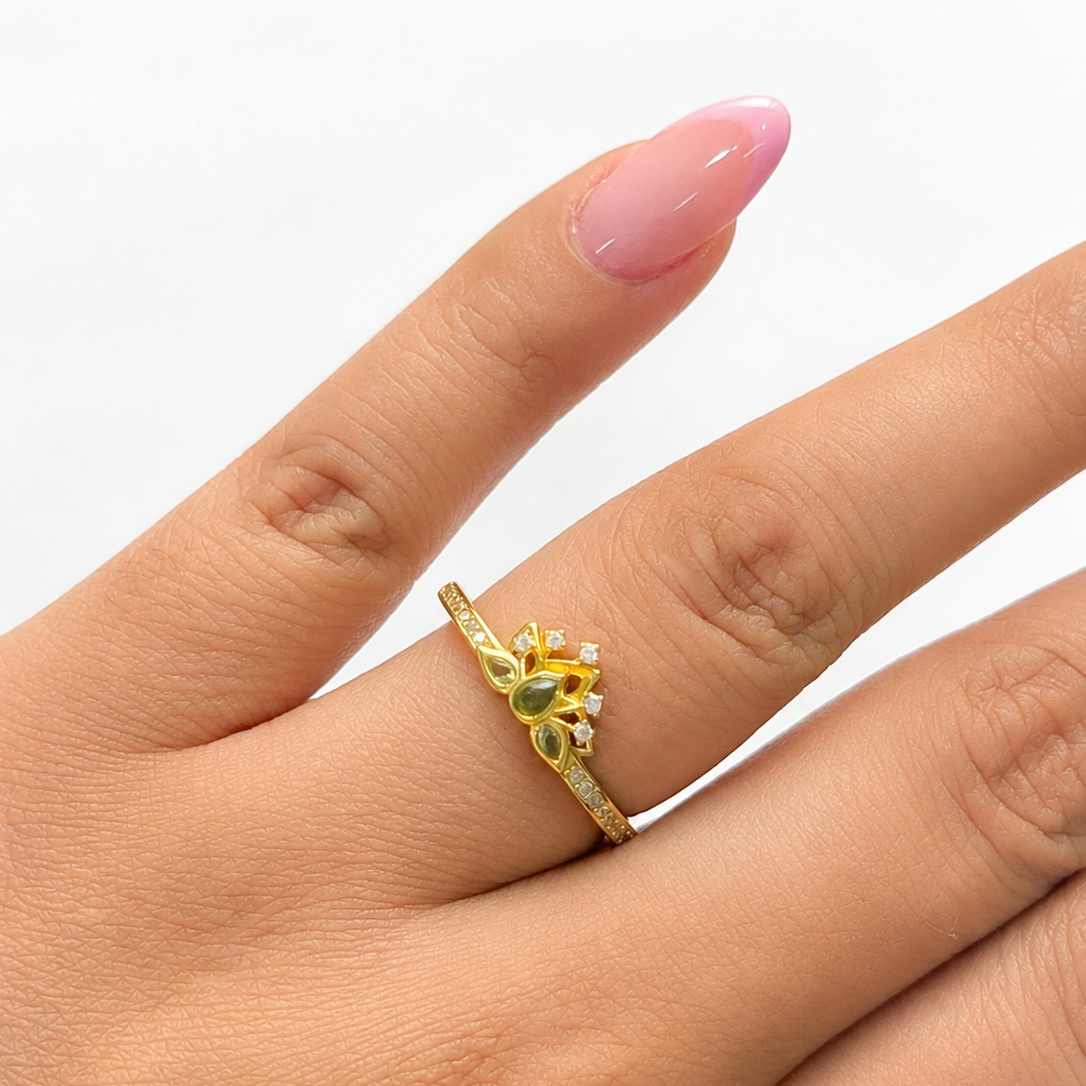 Anillo Pan 1:1 Princesa Tiana, Plata .925 con Baño de Oro 18k
