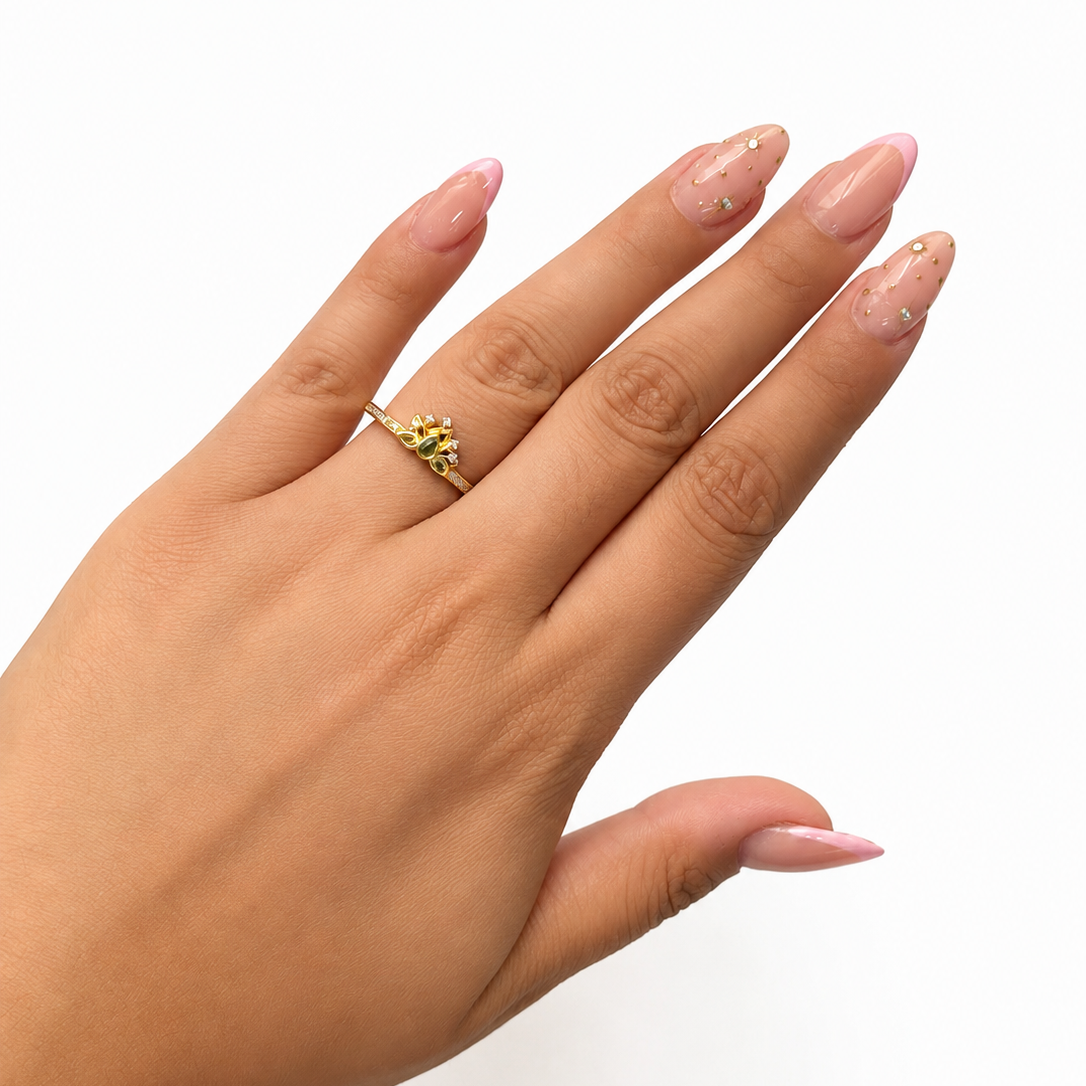 Anillo Pan 1:1 Princesa Tiana, Plata .925 con Baño de Oro 18k
