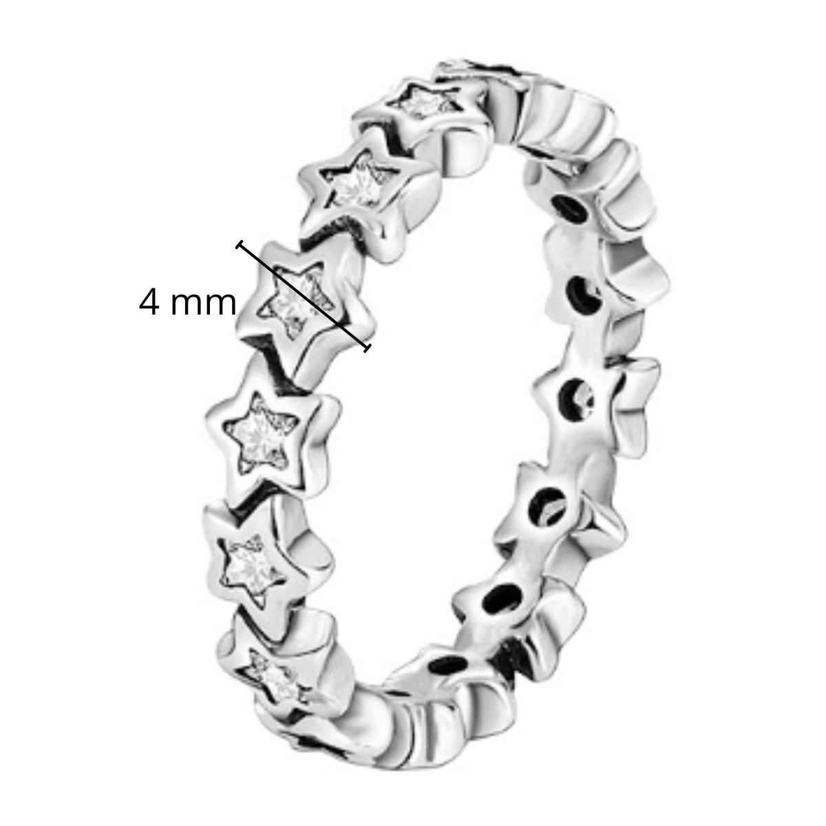 Anillo Inspirado Pan 1:1 Estrellas con Circonias Plata .925
