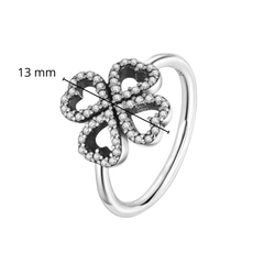 Anillo Inspirado Pan 1:1 Cuatro Corazones con Micro Circonias Plata .925
