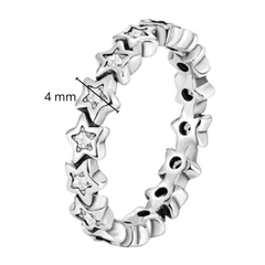 Anillo Inspirado Pan 1:1 Estrellas con Circonias Plata .925