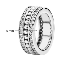 Anillo Inspirado Pan 1:1 Banda con Micro Circonias Plata .925