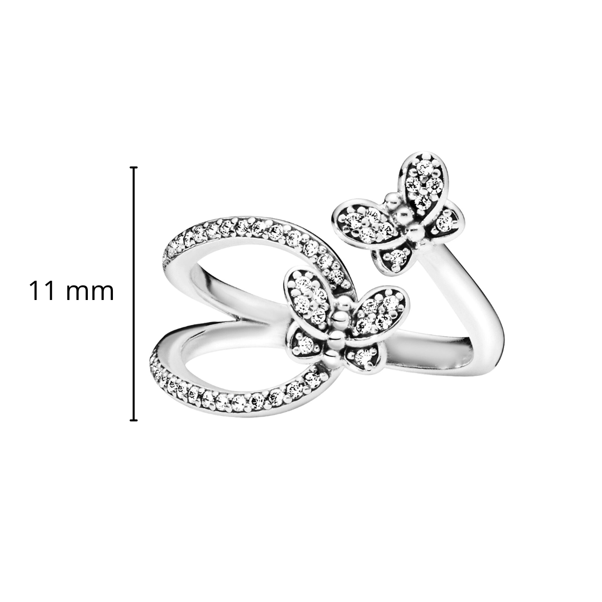 Anillo Inspirado Pan 1:1 Mariposas con Circonias Plata .925