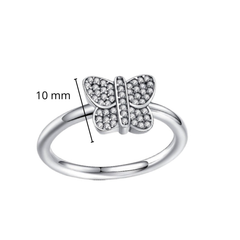 Anillo Inspirado Pan 1:1 MarIposa con Circonias Plata .925