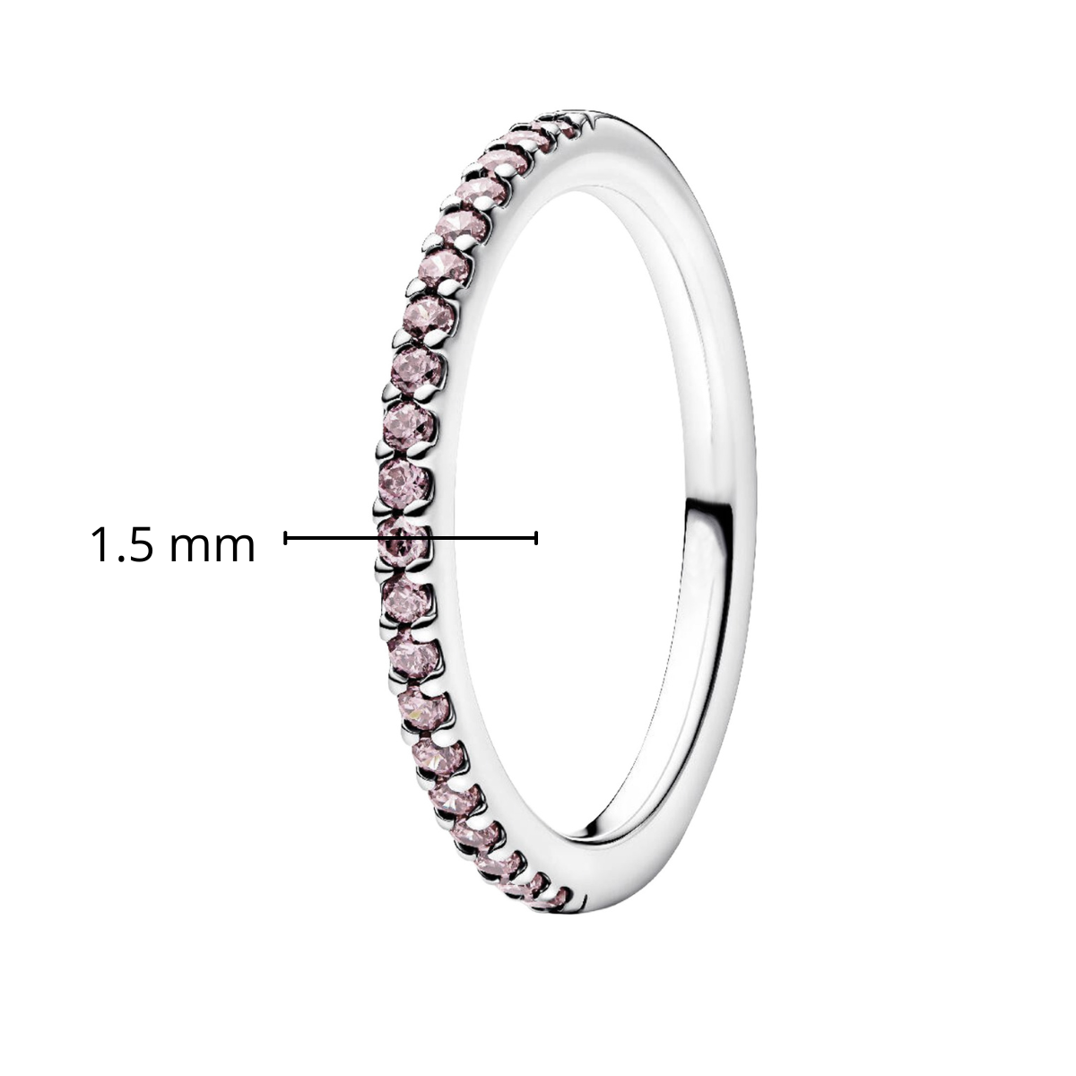 Anillo Inspirado Pan 1:1 Media Churumbela con Micro Circonias Rosas, Plata .925