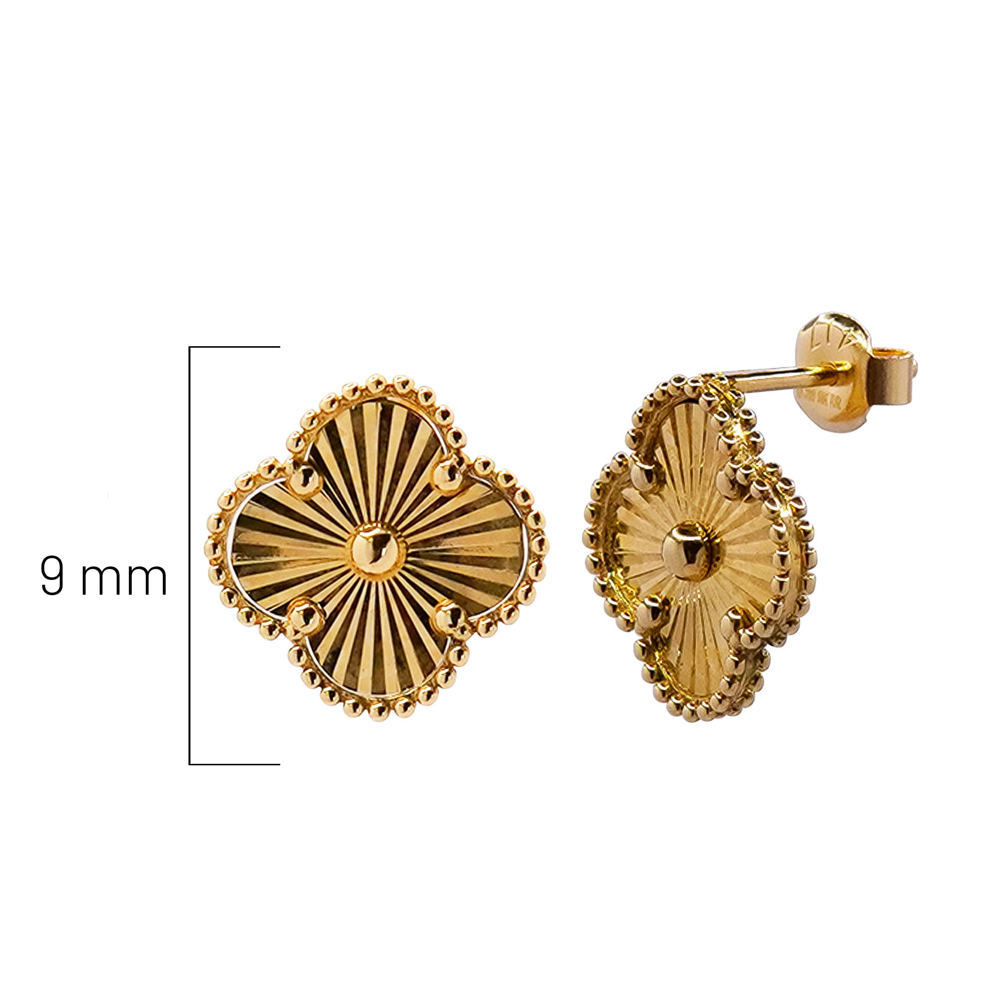 Arete Inspirado Van C Flor Diamantada de 0.9mm Oro 10K