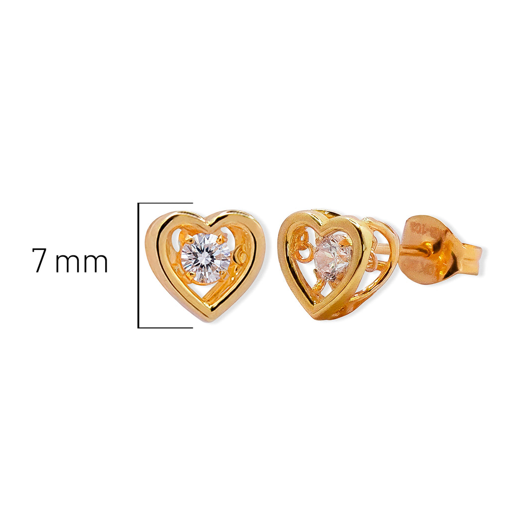 Arete Silueta Corazón 7 mm con Circonia Movible Oro 10K