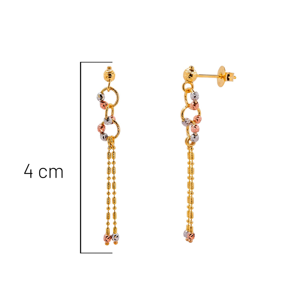 Arete Largo Diamantado Florentino Oro 10K