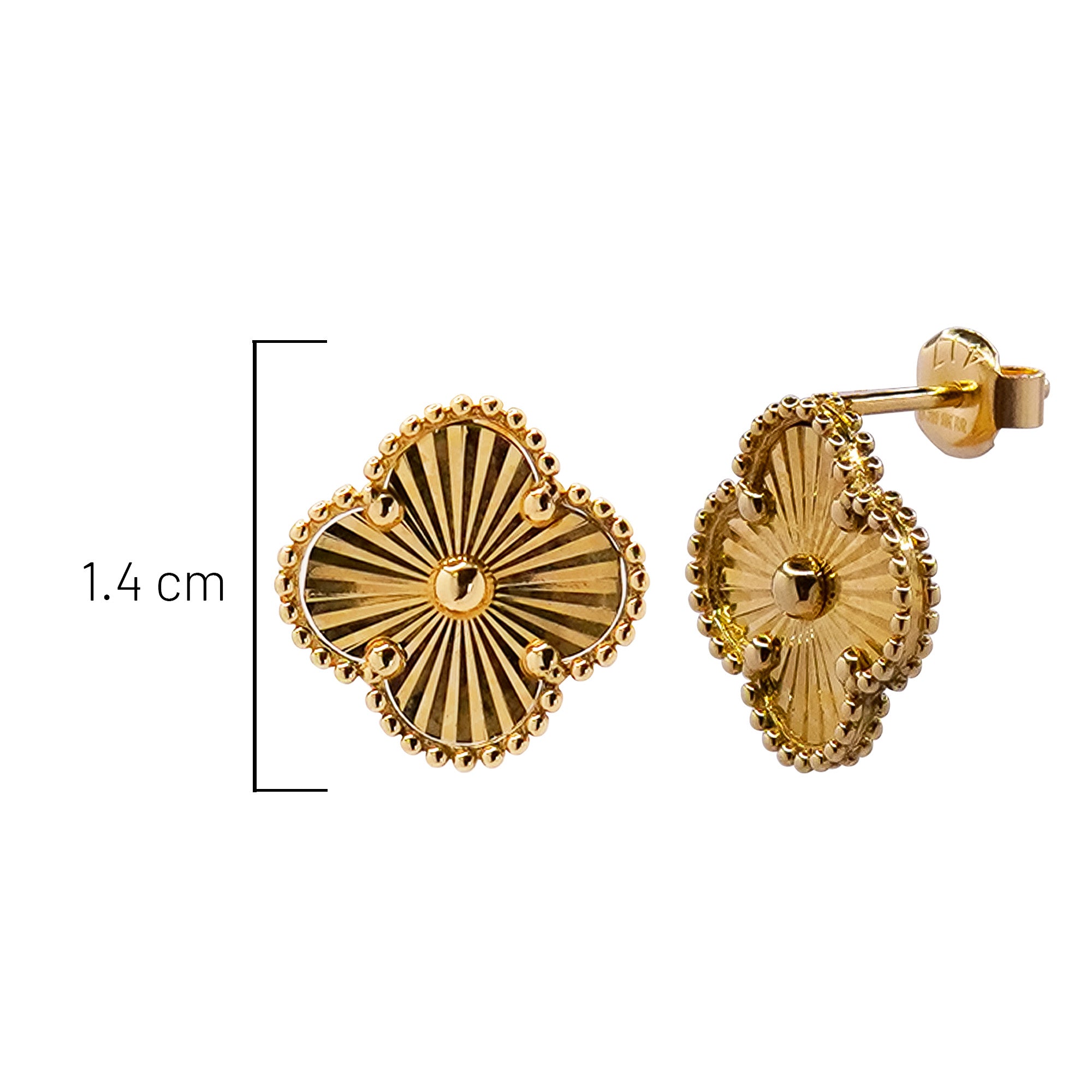 Arete Inspirado Van C Flor Diamantada de 1.4cm Oro 10K