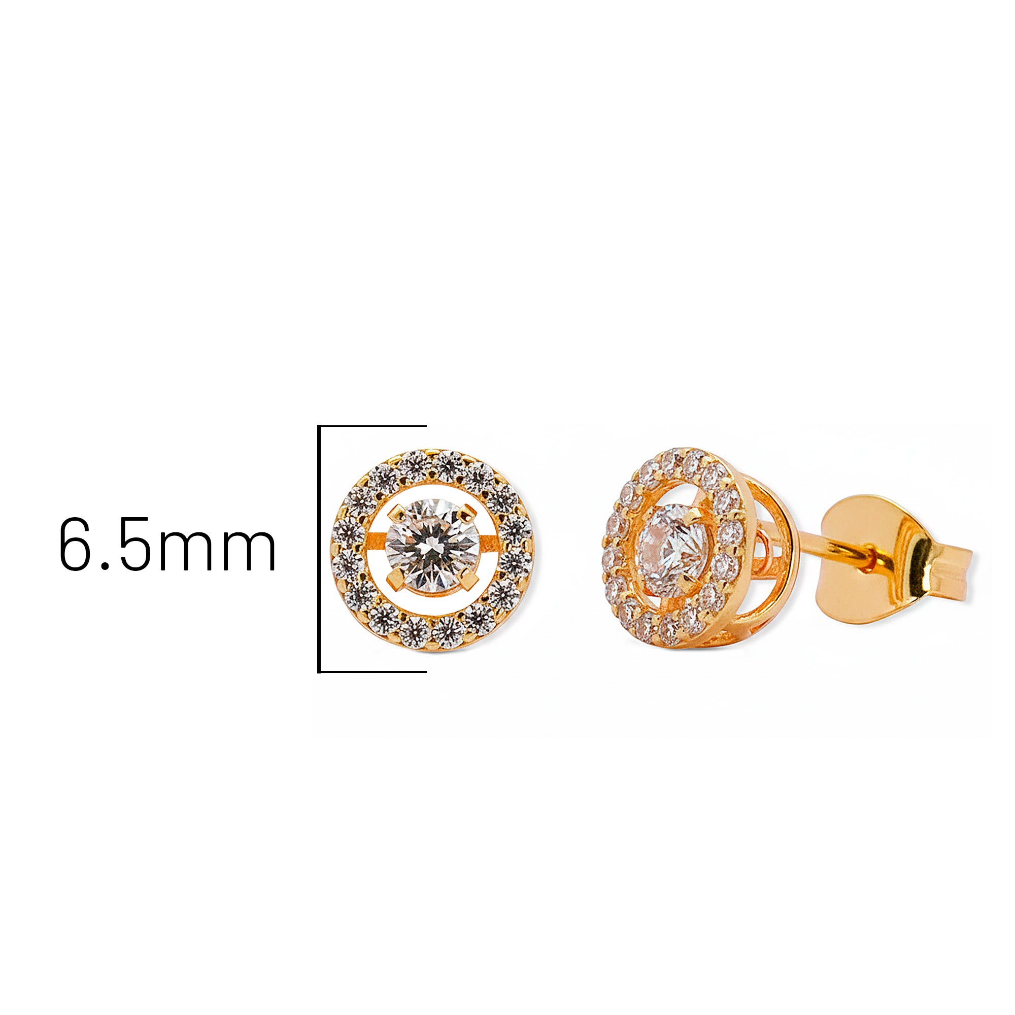 Arete Círculo 6 mm con Micro Cironias y Circonia Movible Oro 10K