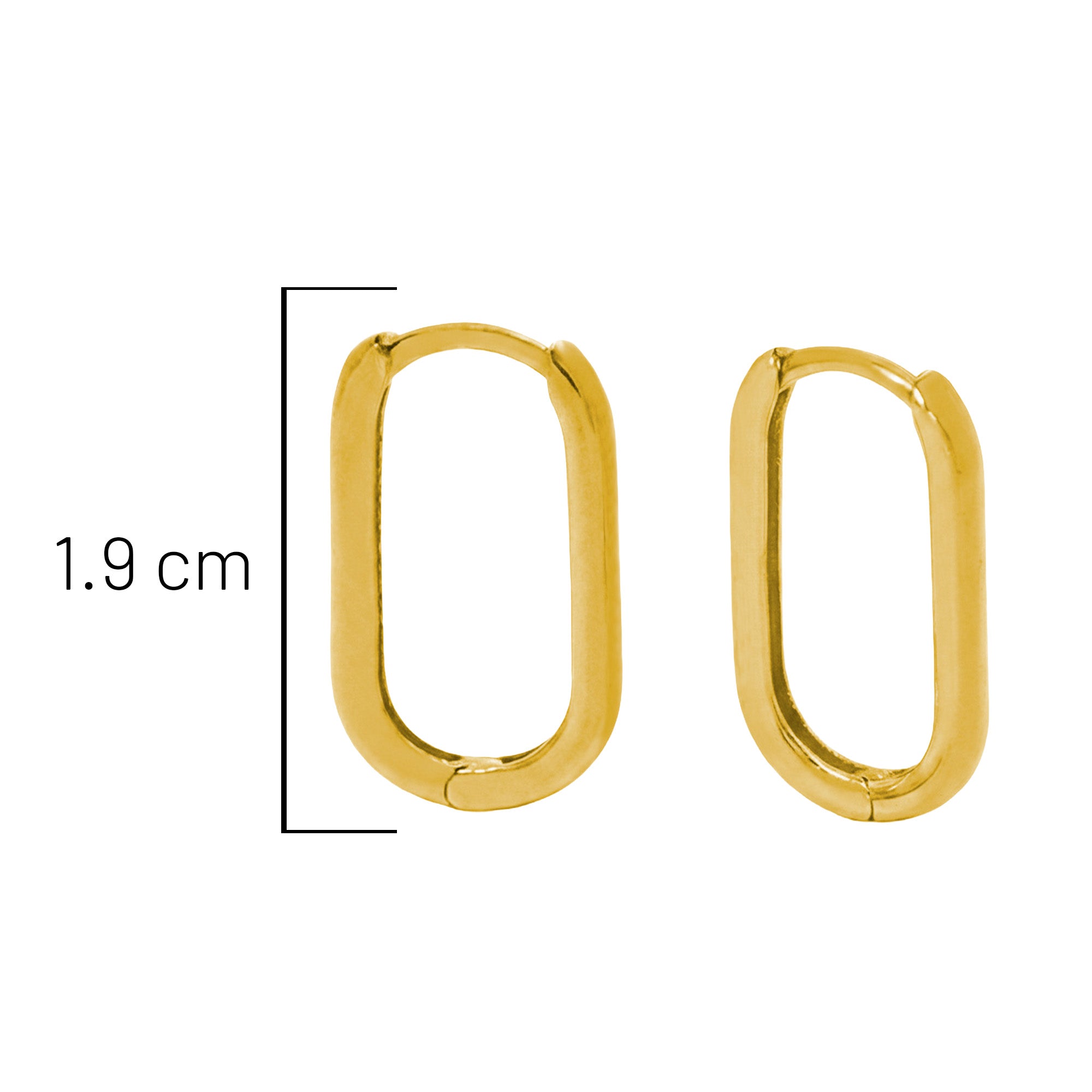 Arracada Huggies Ovaladas Lisas 1.9cm y 1mm de Ancho Oro 10K