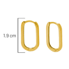 Arracada Huggies Ovaladas Lisas 1.9cm y 1mm de Ancho Oro 10K