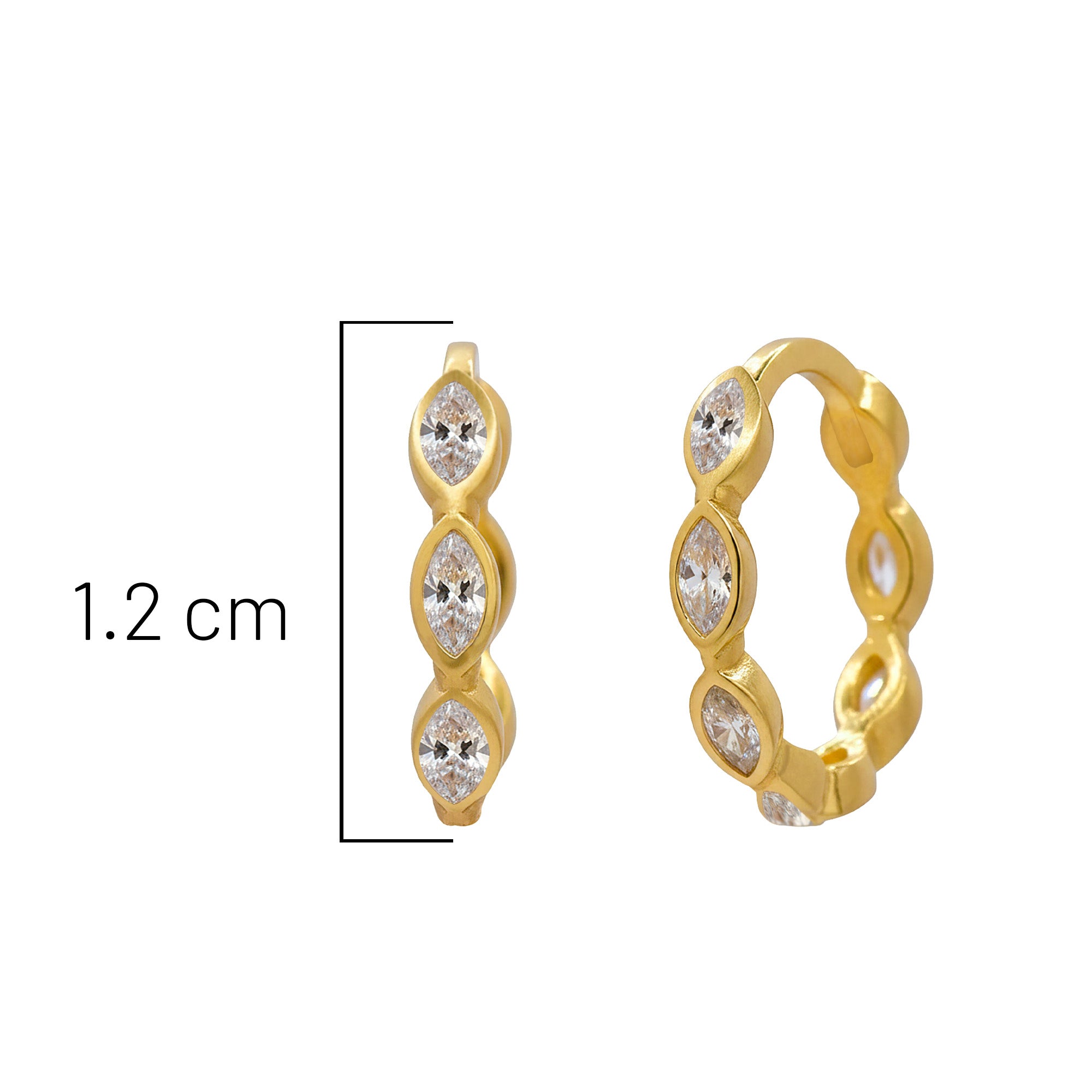 Arracada Huggies 1.2 cm Semillas de Circonias Oro 10K