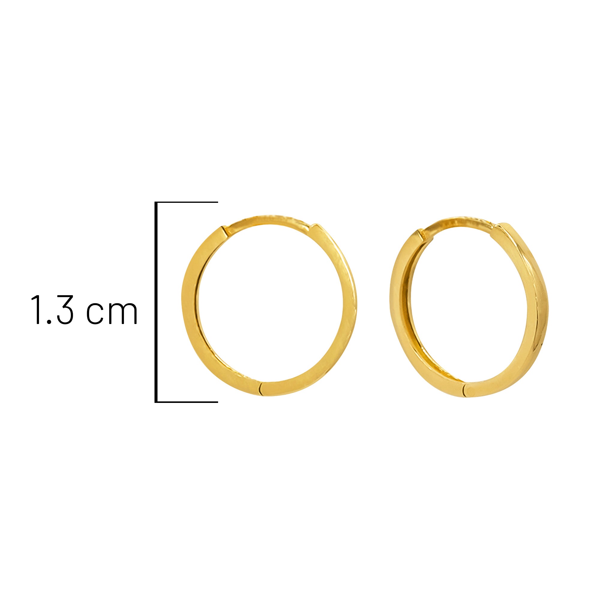 Arracada Huggies Lisas de 1.3cm, Oro 10K