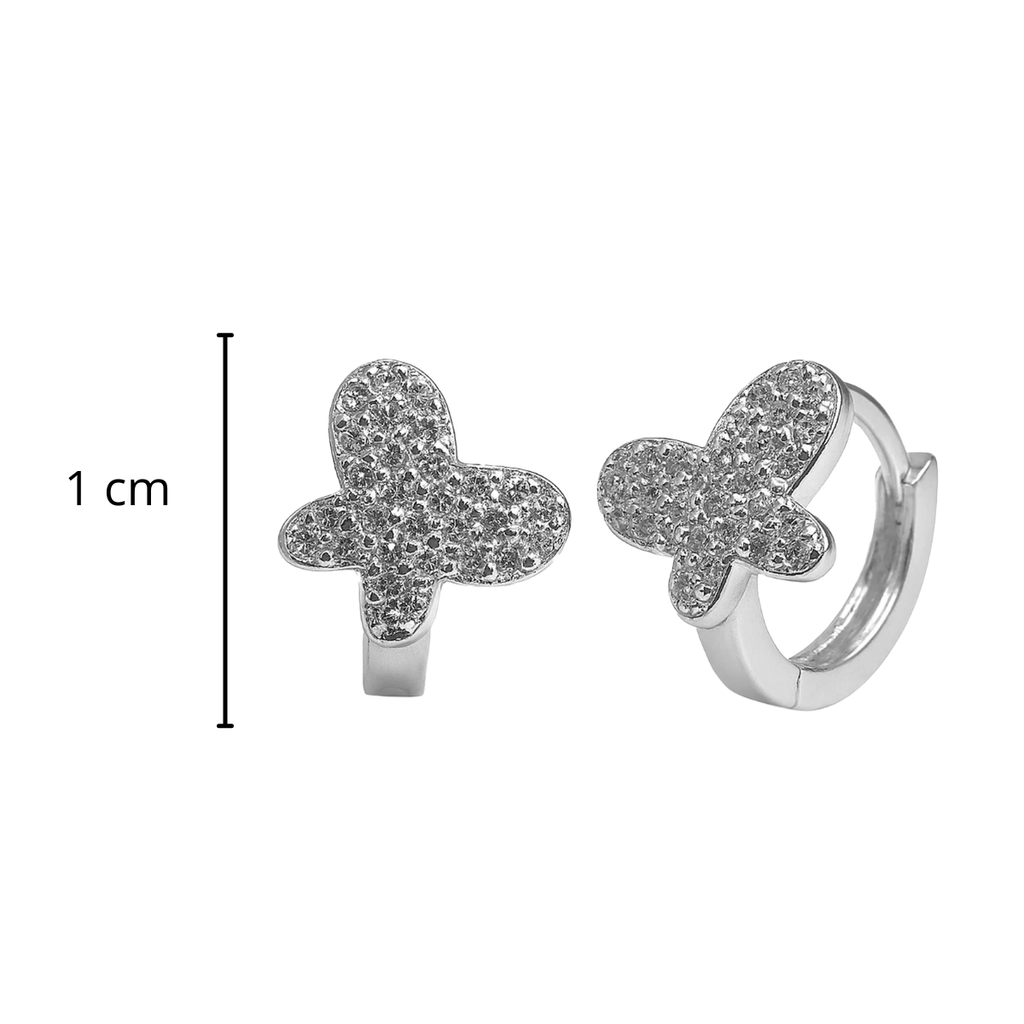 Arracada Huggies Mariposa con Micro Circonias Plata .925