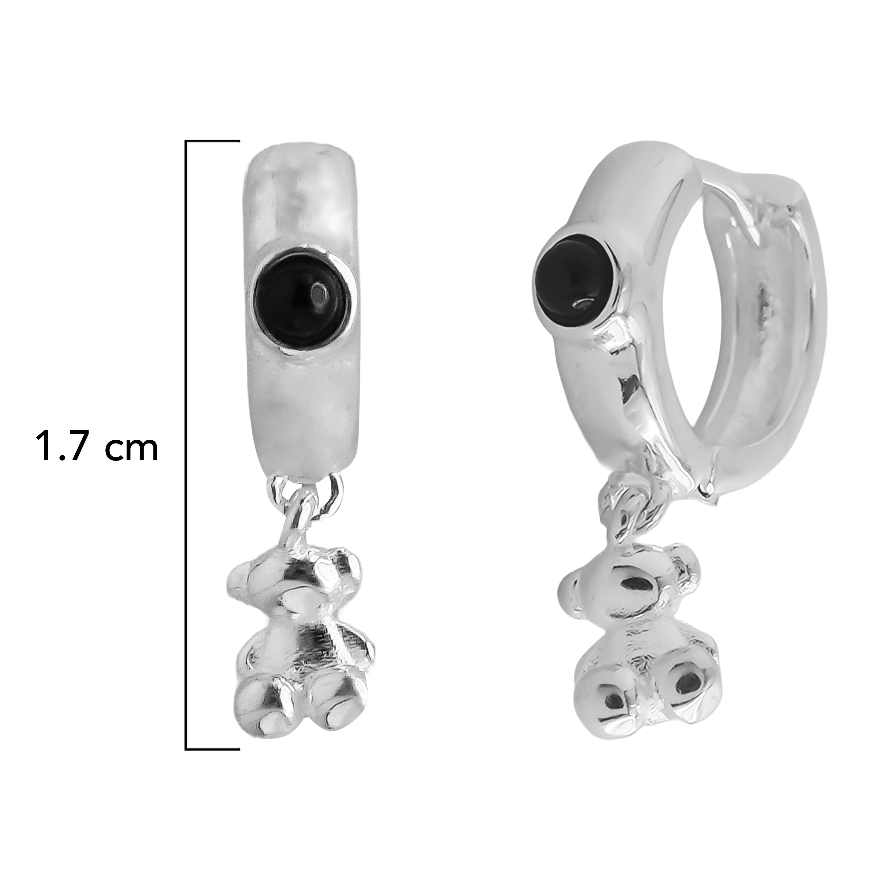 Arracada Huggies Inspirado Osos 1:1 con Onix Plata .925