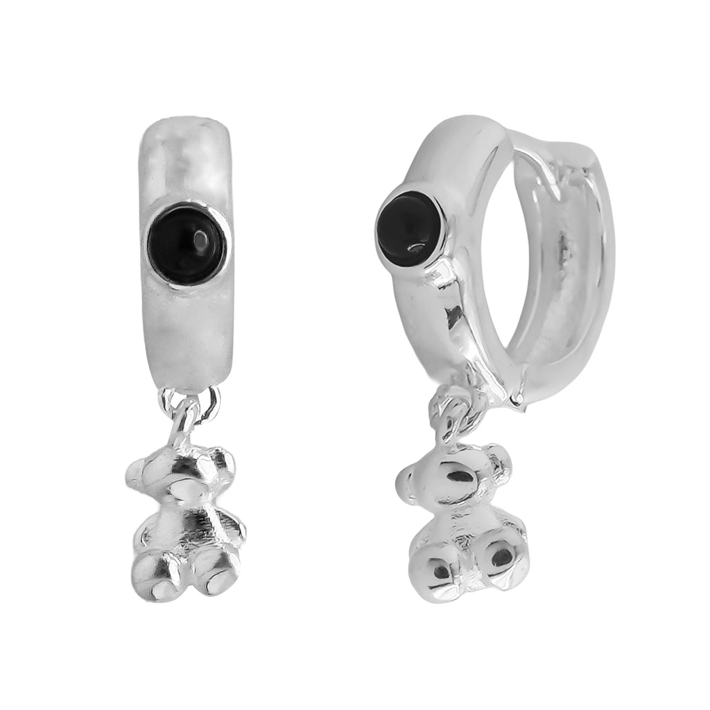 Arracada Huggies Inspirado Osos 1:1 con Onix Plata .925
