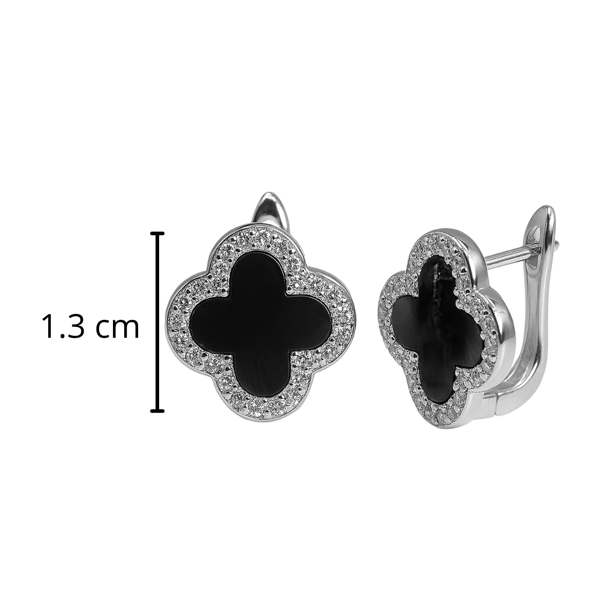 Arracada Huggies Flor Inspirado Van C con Piedras Naturales y Micro Circonias Plata .925 con Baño de Rodio