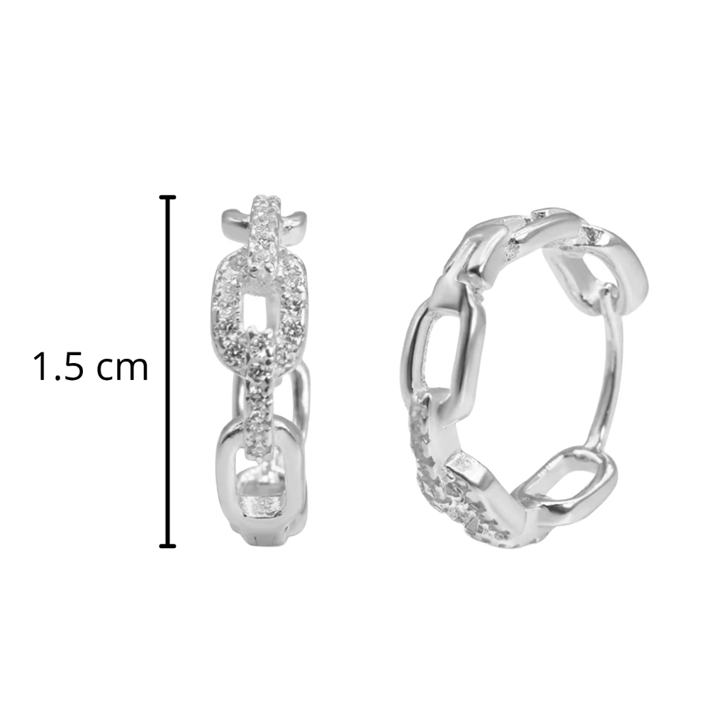 Arracada Huggies Eslabones con Circonias Plata .925