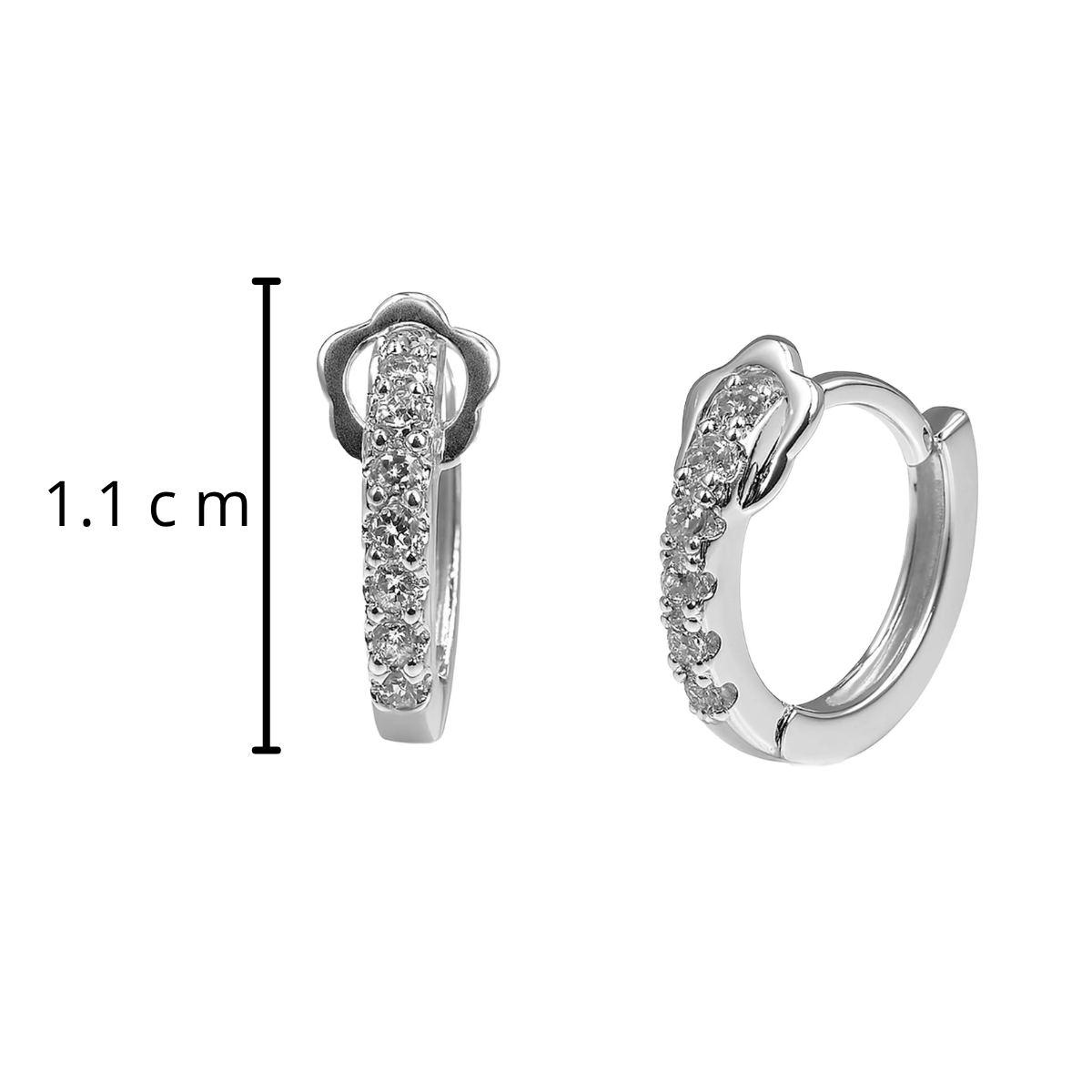 Arracada Huggies Flor Chica con Micro Circonias Plata .925