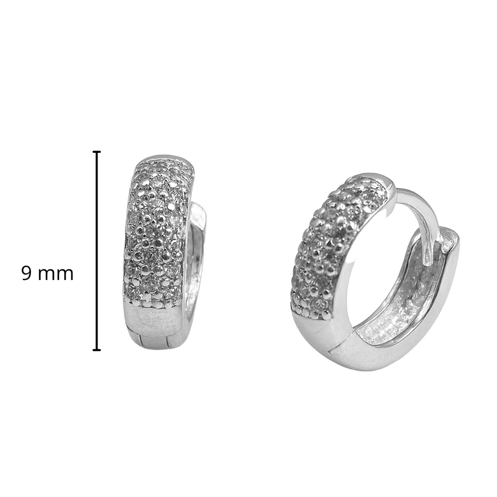 Arracada Huggies Chica con Micro Circonias Plata  .925