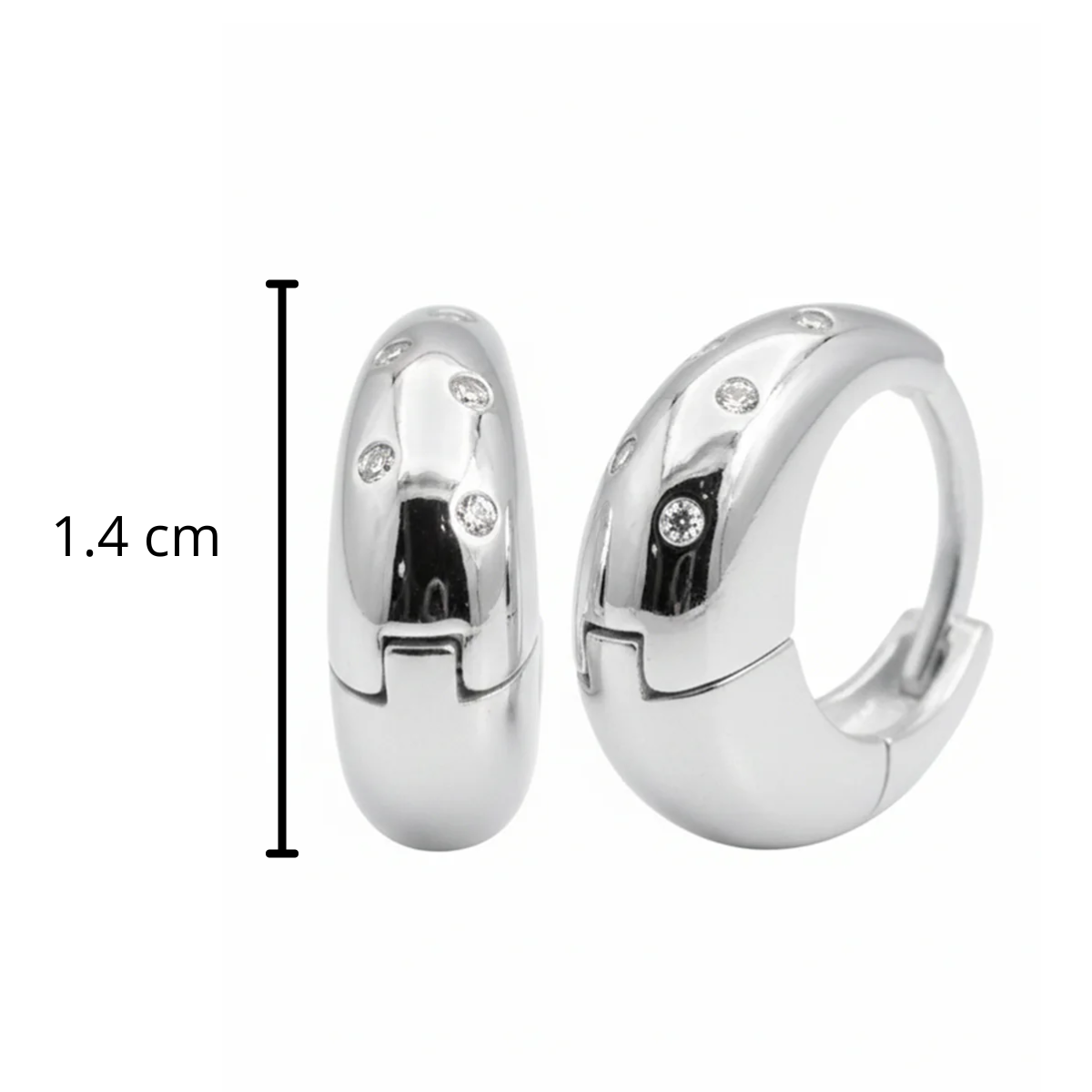 Arracada Huggies Chica con Micro Circonias Plata .925