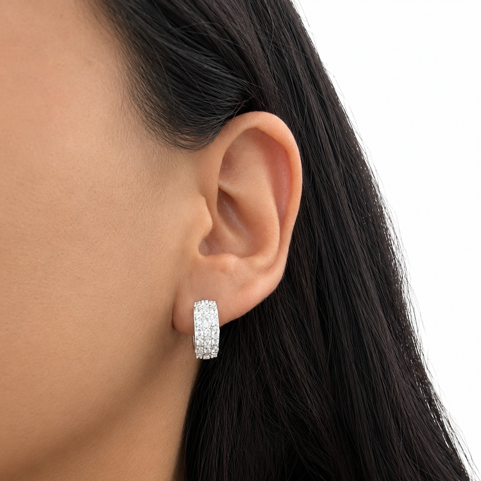 Arracada Huggies Ancha con Circonias Plata .925