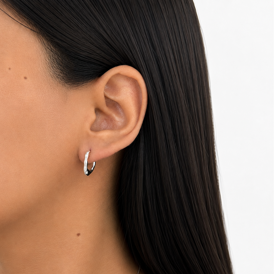 Arete Pan 1:1 Forma Orgánica, Plata 925 Con Baño Rodio