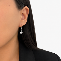 Arete Mediano Estrella Con Micro Circonias Plata .925