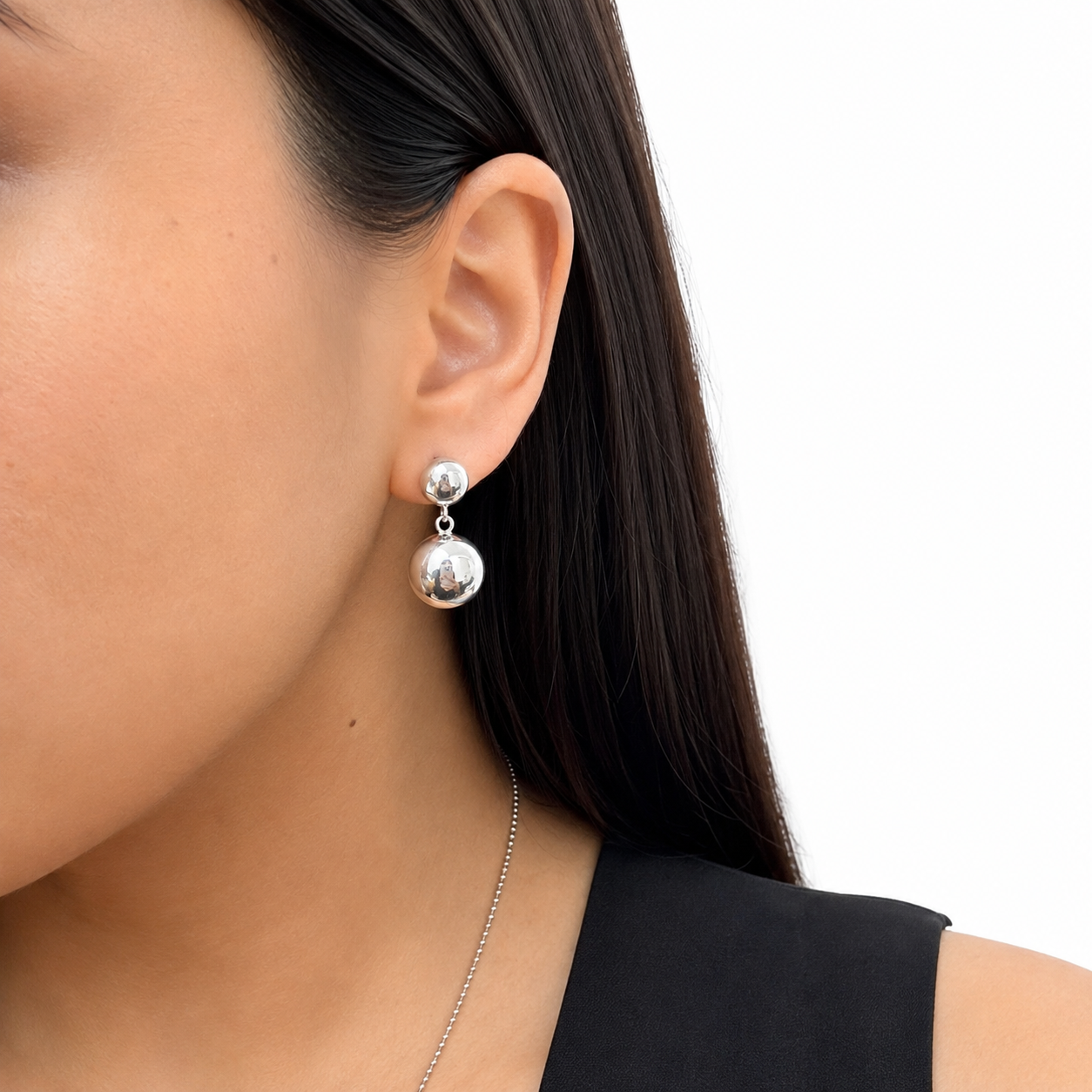 Arete Mediano Luneta Lisa Bombeada Hecho A Mano De 2.1 Cm Plata .925