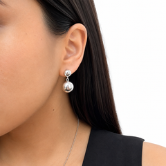 Arete Mediano Luneta Lisa Bombeada Hecho A Mano De 2.1 Cm Plata .925